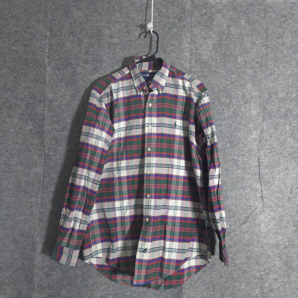 Ralph Lauren Plaid Button Down Shirt Men's Long Sleeve Shirt Large Cotton Pony